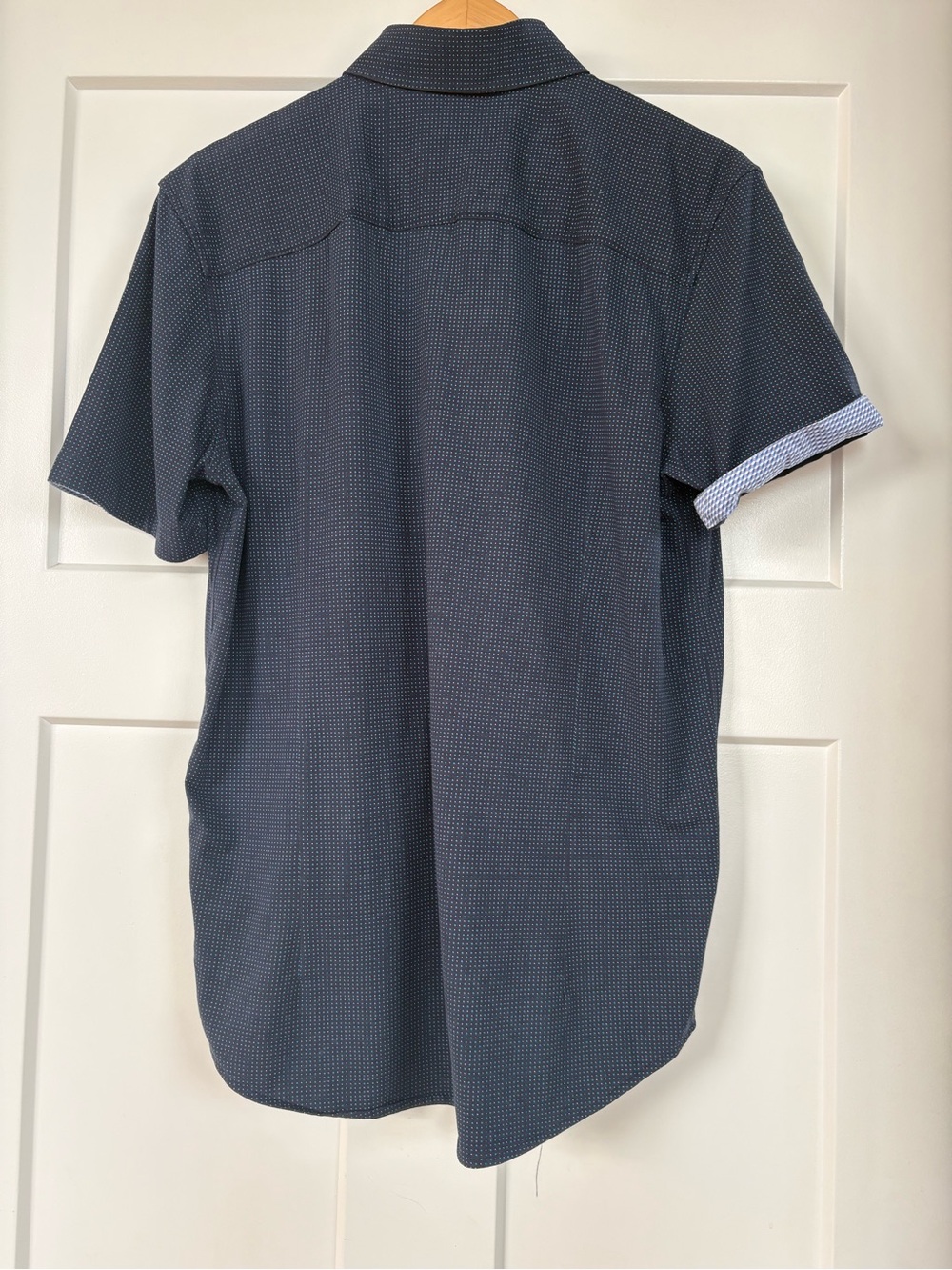 Buttercloth Men’s Icy Cotton Blue Short sleeve Button Down Shirt Size Large - Picture 9 of 14